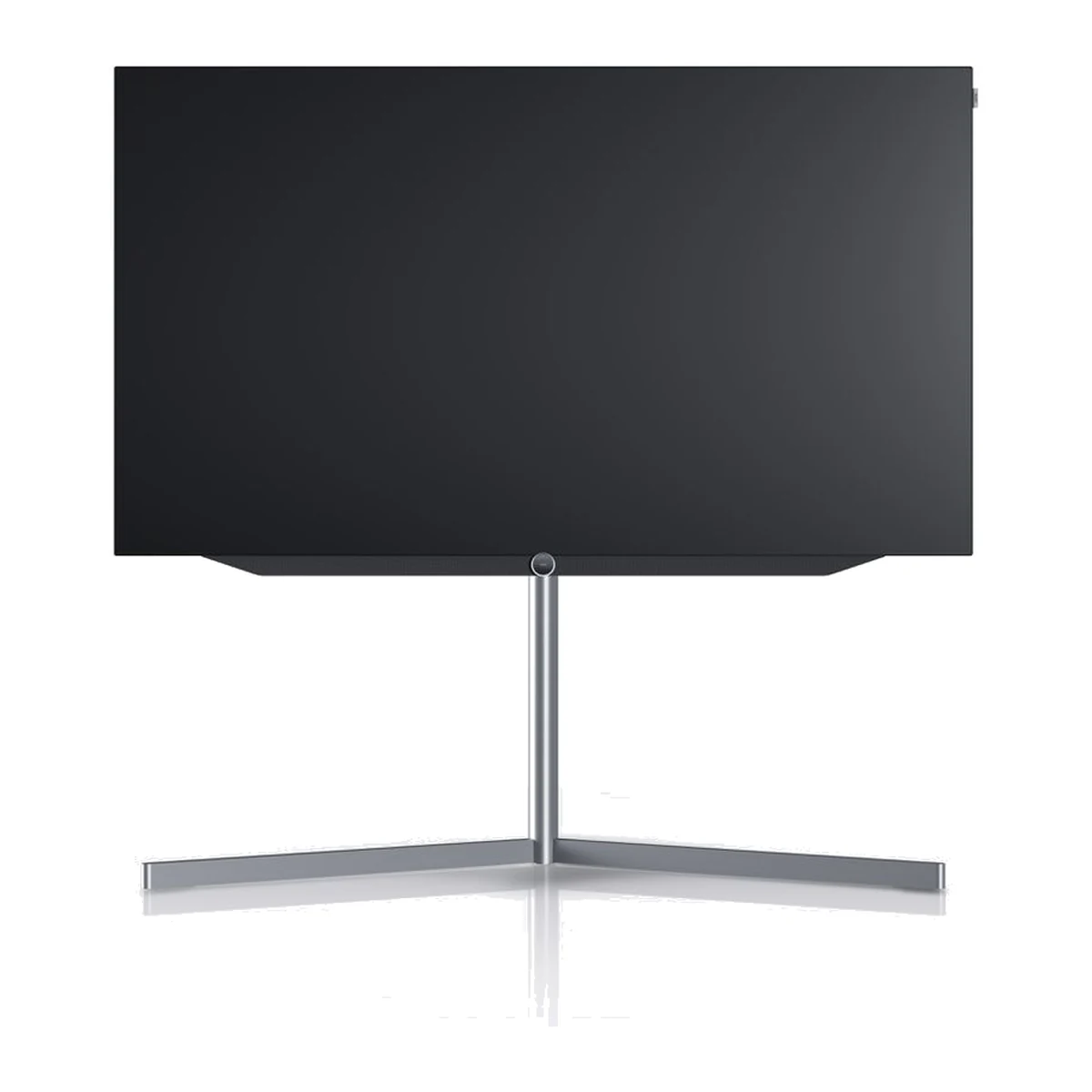 Loewe Floor Stand Motor V motorisierter Bodenstandfuss in Alusilber, Frontansicht