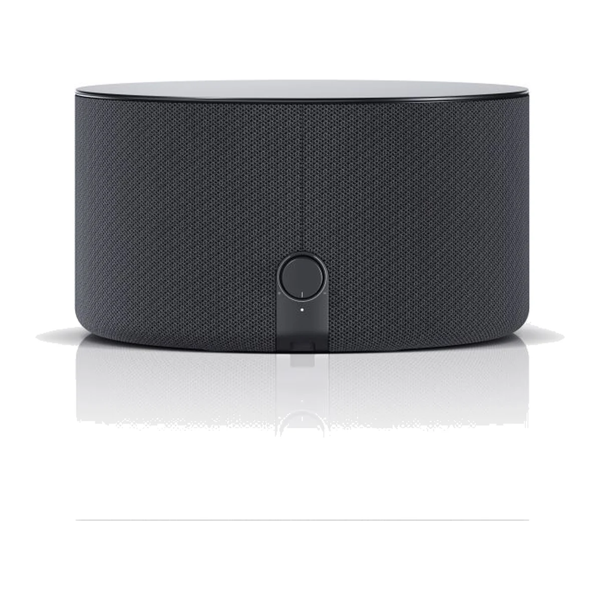 Loewe klang sub1 Subwoofer, Rückseite mit Bedienknopf und Anschluss