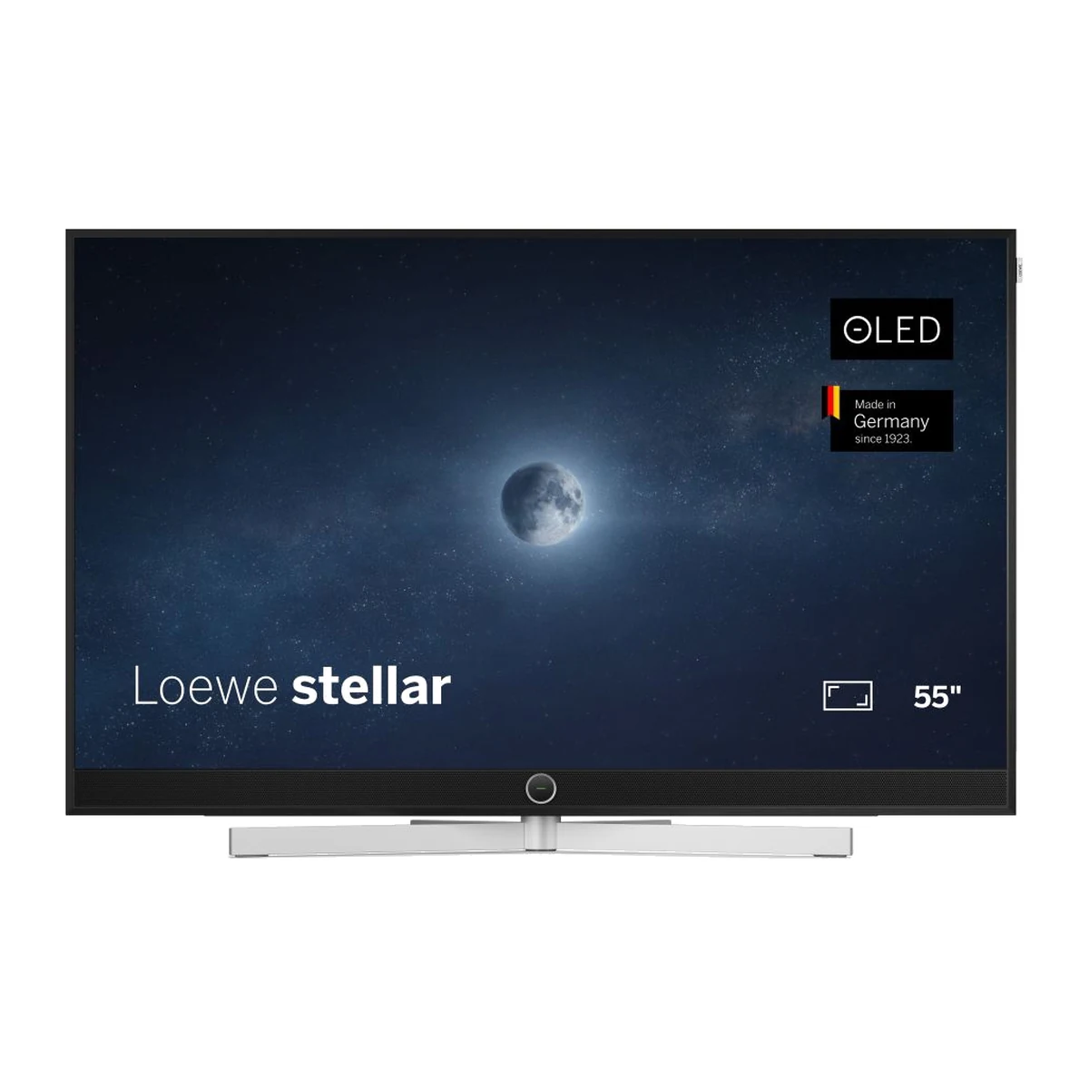 Loewe stellar 55 dr+ OLED-Fernseher im Finish alu black mit Lava-Rückwand