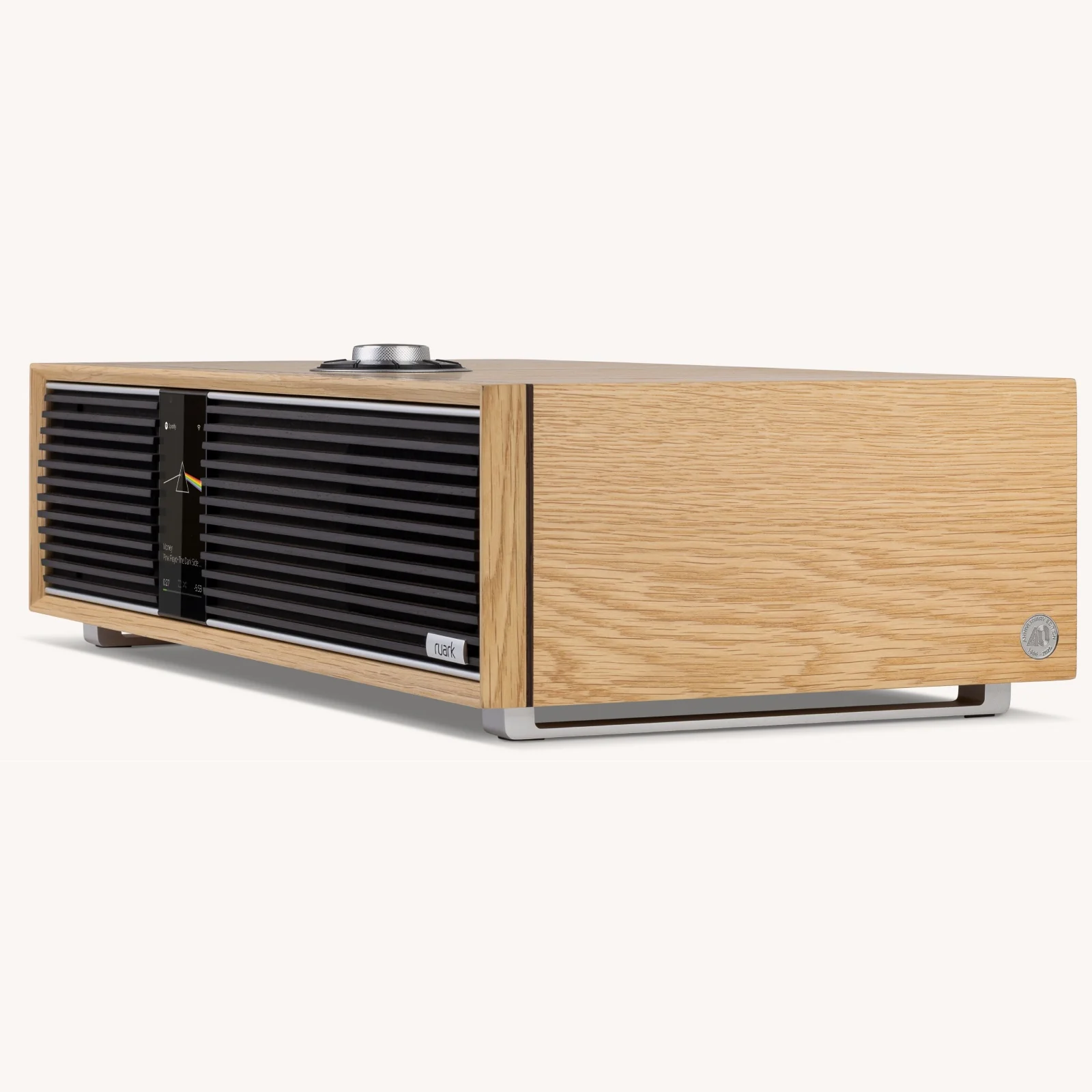 Ruark R410 40th Anniversary Limited Edition im White-Oak-Finish, seitliche Ansicht