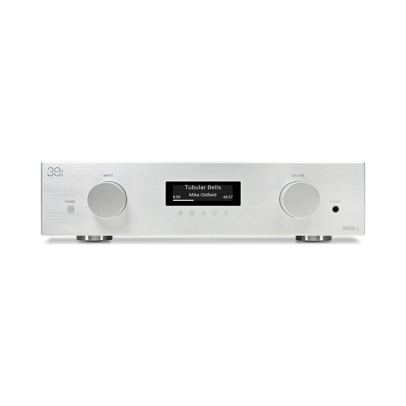 AVM AS 30.3 Streaming-Vollverstärker in Alu Silber, Frontansicht