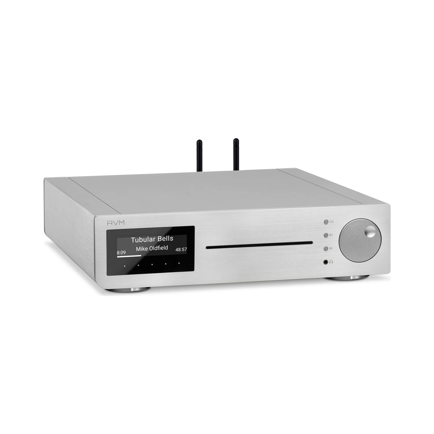 AVM CS 2.3 Streaming-CD-Receiver in Alu Silber, Ansicht von schräg oben
