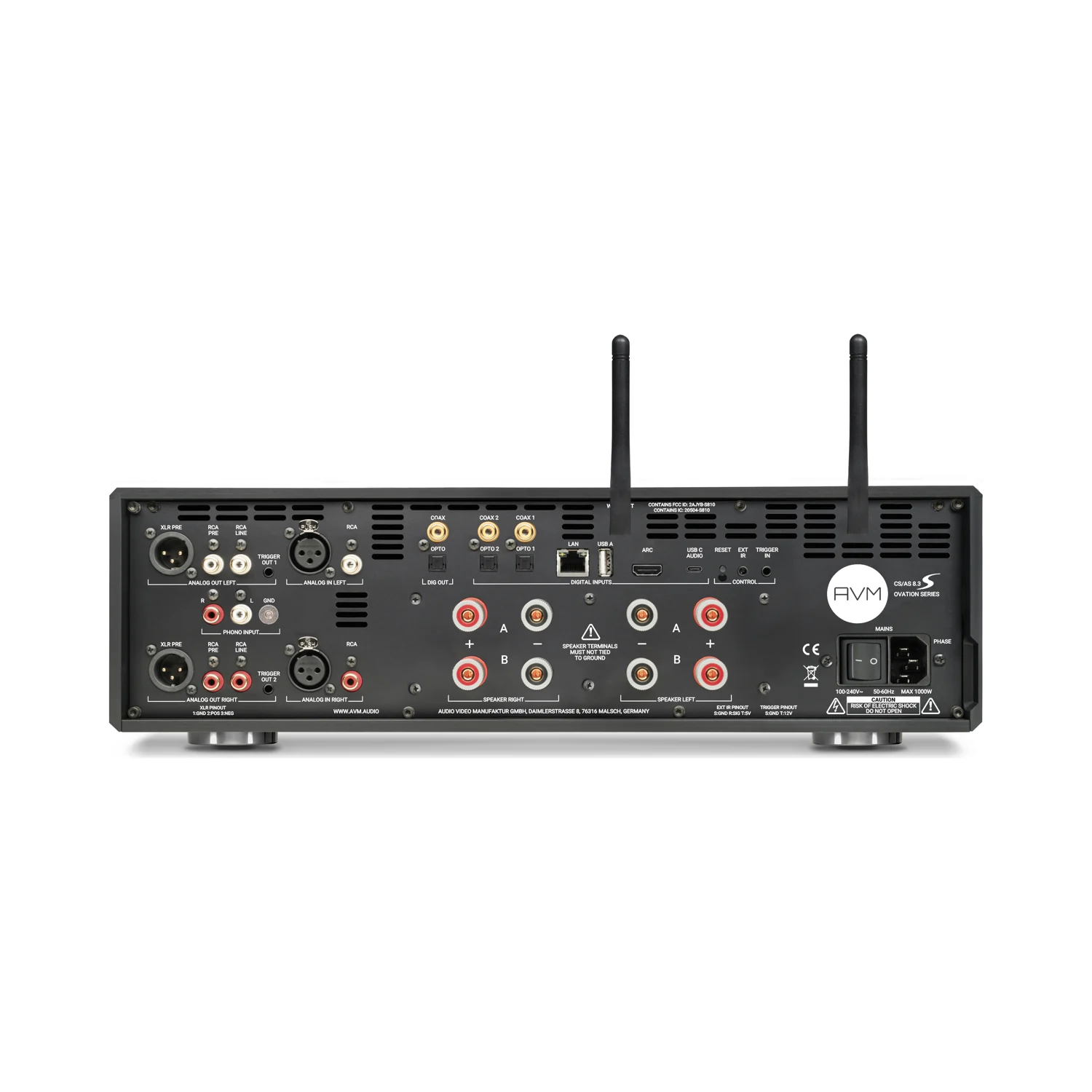 AVM CS 8.3 S, Rückseite mit Anschlussfeld