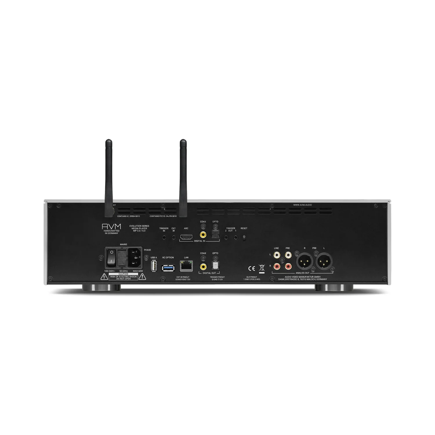 AVM MP 3.3, Rückseite mit allen Anschlüssen