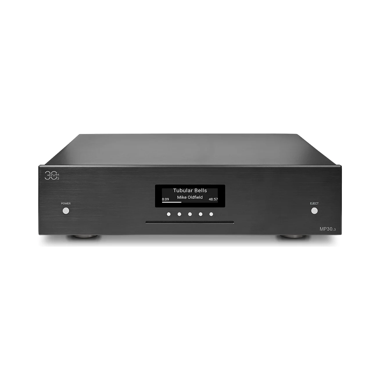 AVM MP 30.3 in Alu Black mit Slot-In-CD-Laufwerk, Ansicht von schräg oben
