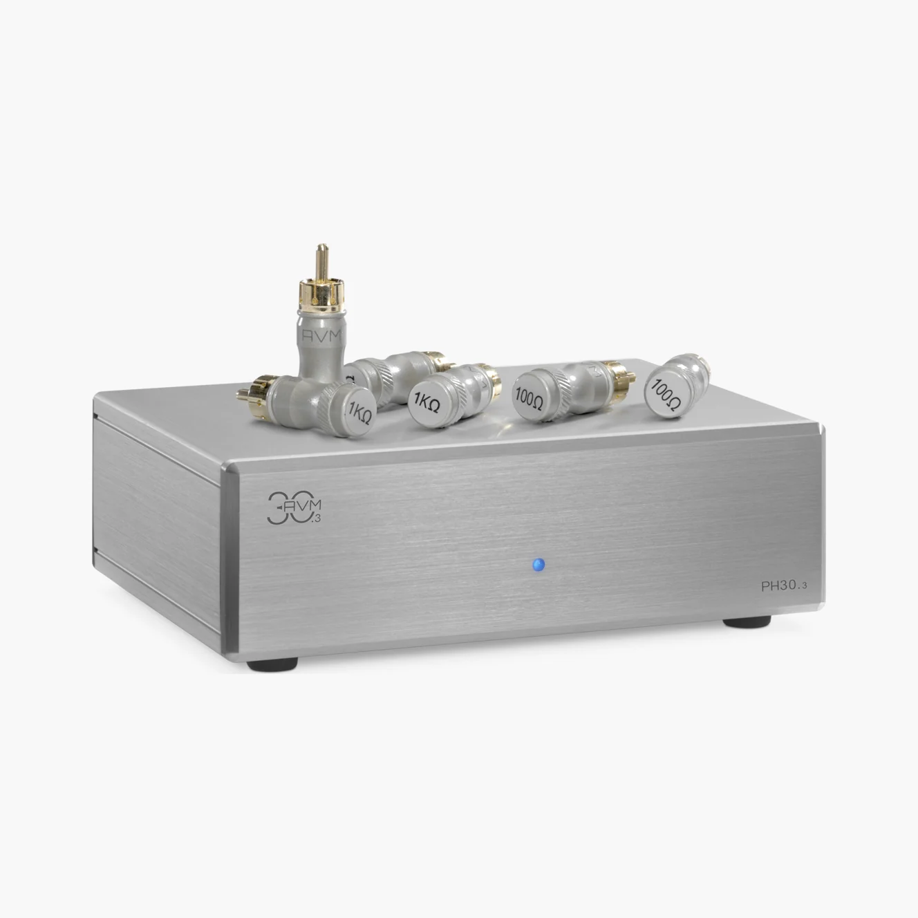AVM PH 30.3 Phono-Vorstufe in Alu Silber, Ansicht von schräg vorn