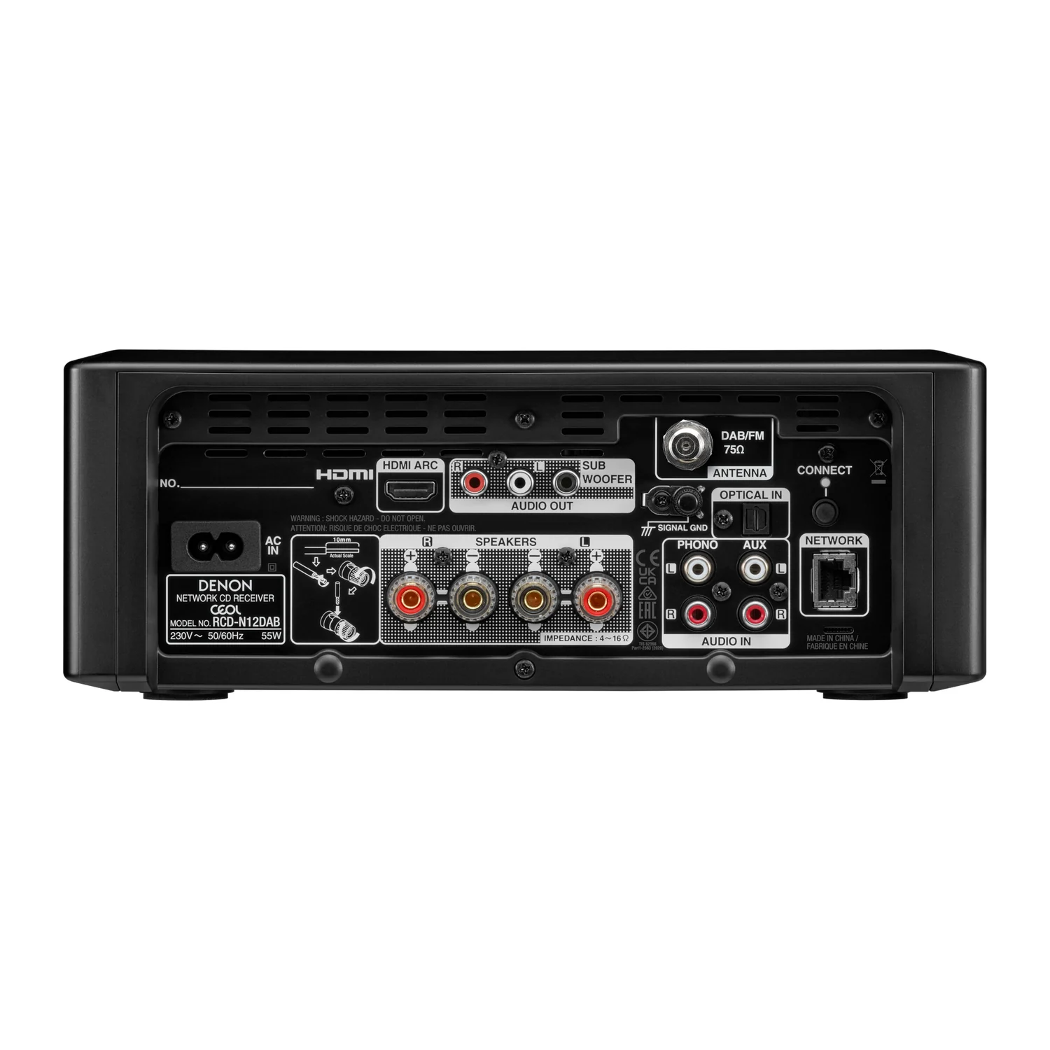 Denon CEOL N12DAB, Rueckseite mit Anschluessen