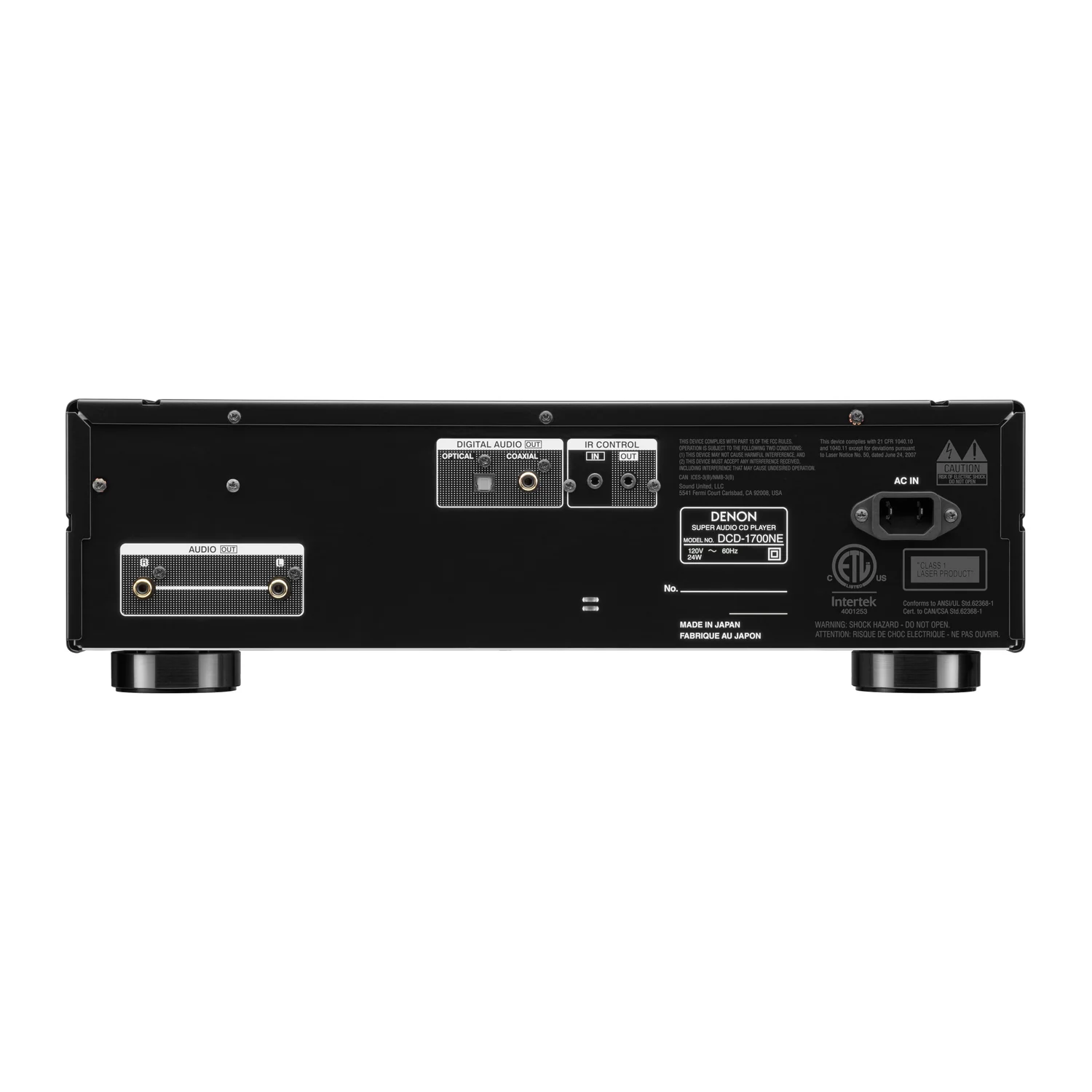 Denon DCD-1700NE, Rückseite mit Anschlüssen