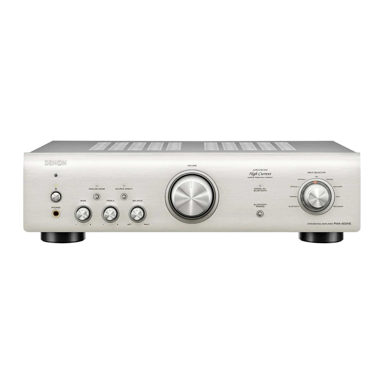 Denon PMA-600NE Vollverstärker in Silber, Frontansicht