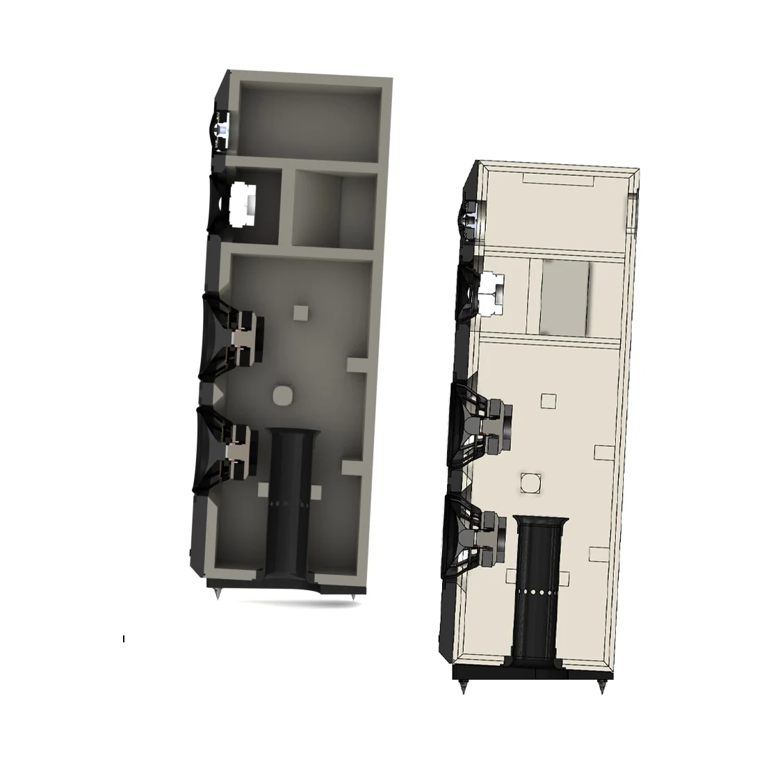 epos ES-28N Gehäuseschnitt mit den drei getrennten Kammern
