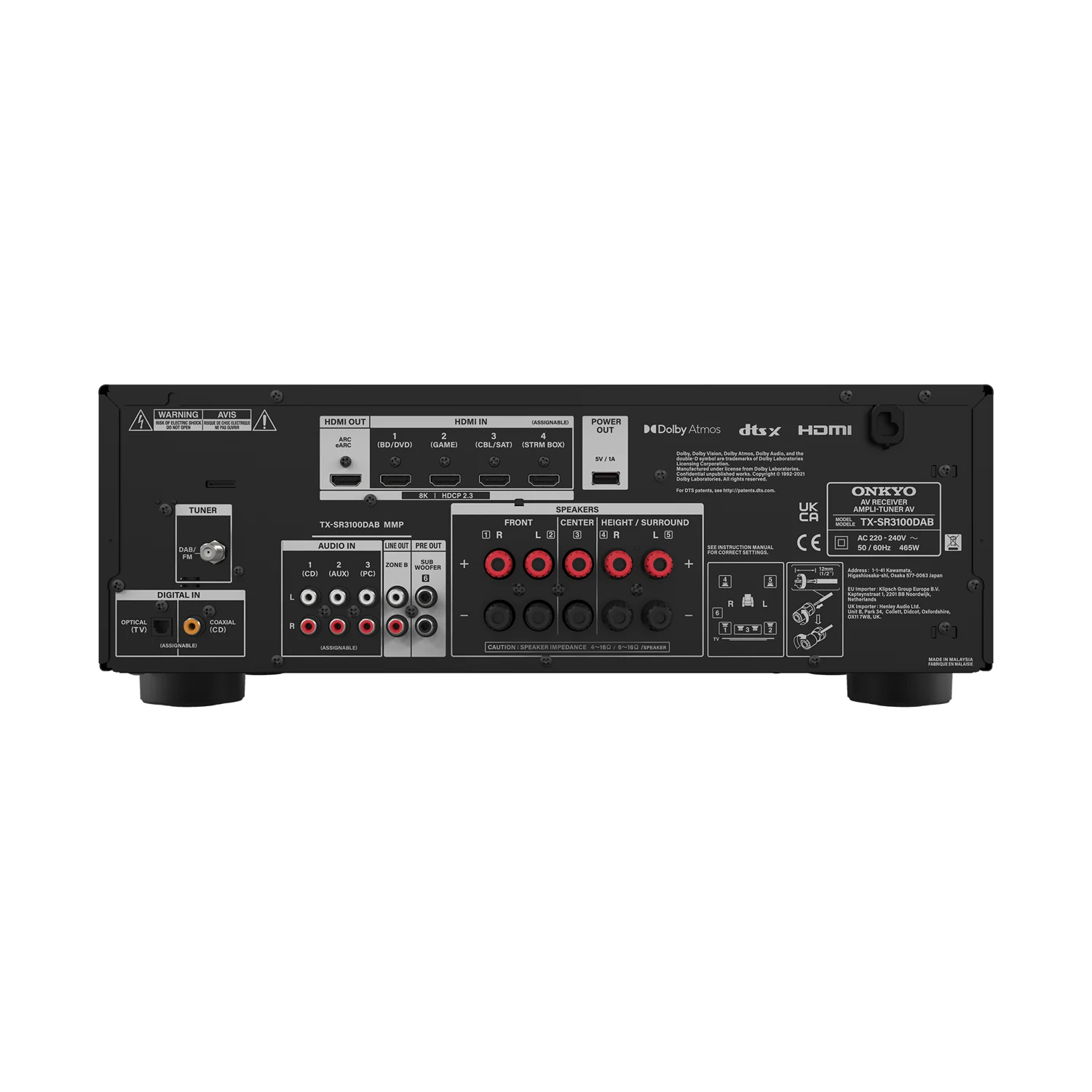Onkyo tx sr3100 dab rueckseite 1