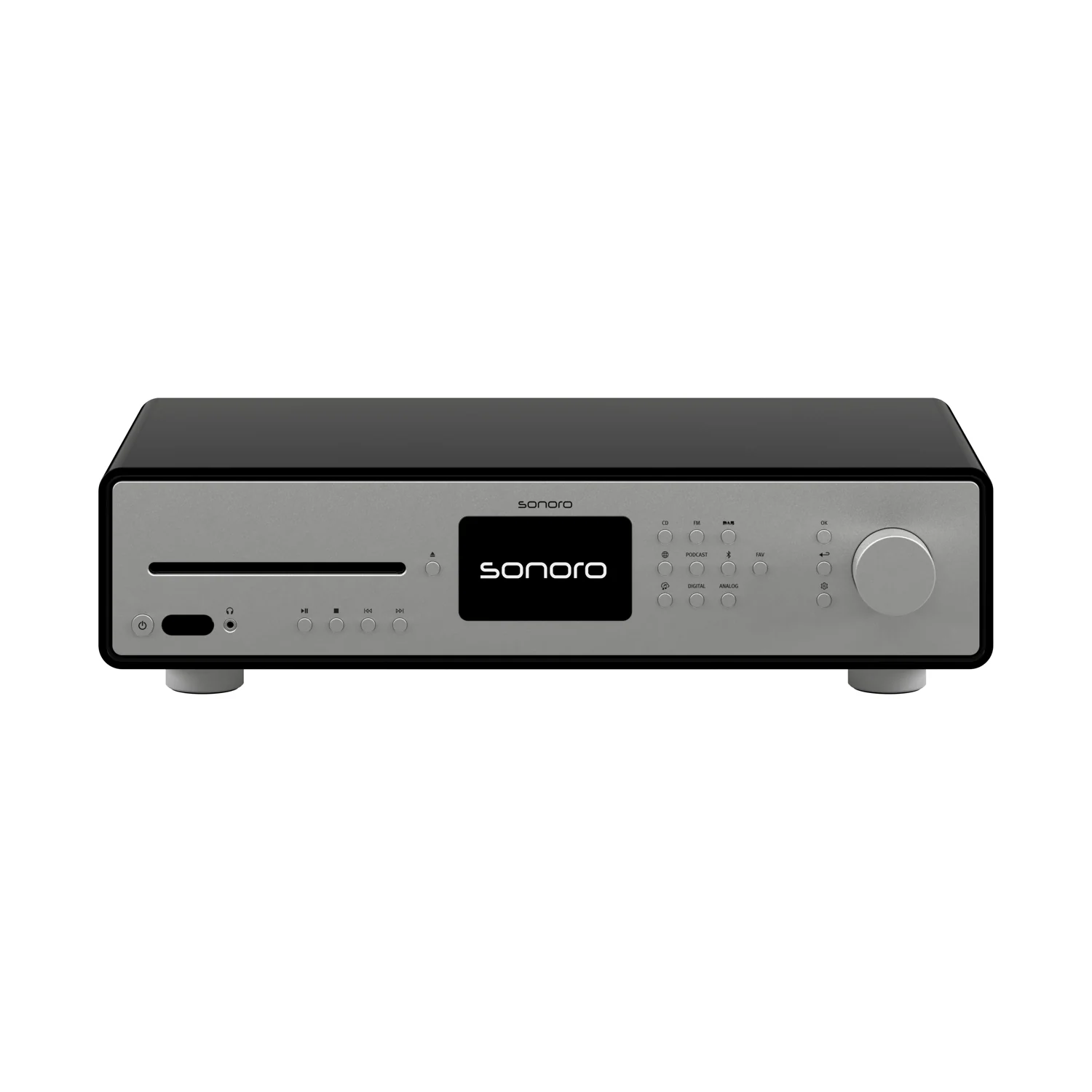 sonoro MAESTRO Quantum in Schwarz hochglänzend mit Silber, Ansicht von vorn