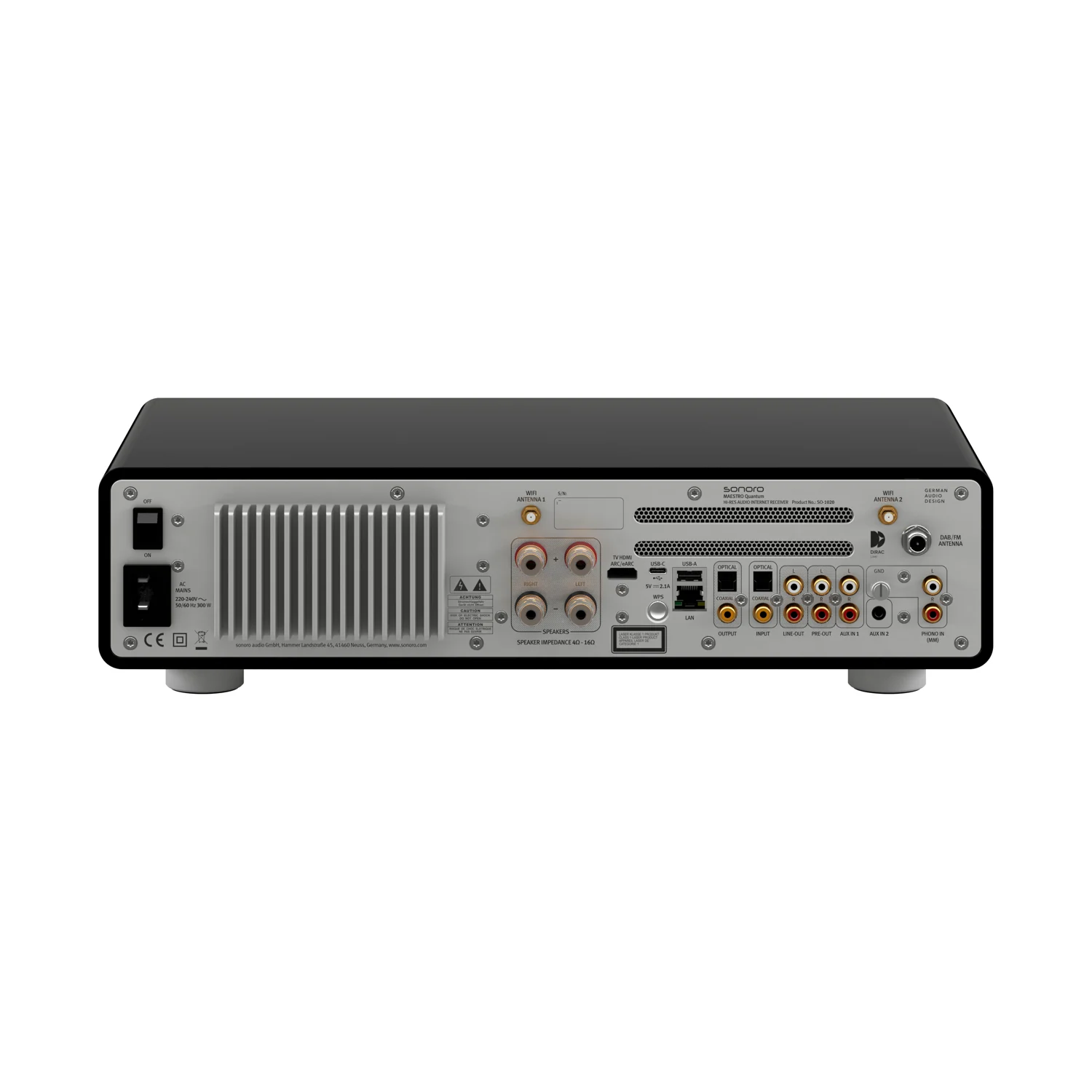 sonoro MAESTRO Quantum, Rückseite mit allen Anschlüssen