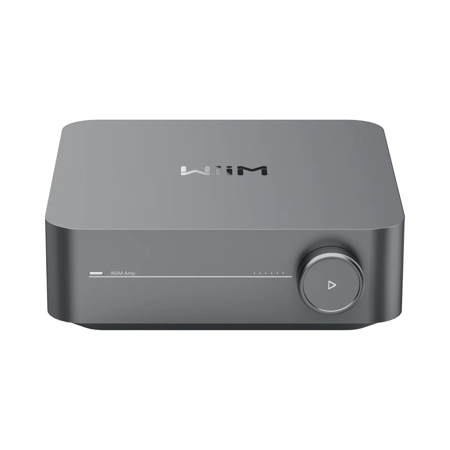 WiiM Amp Streaming-Verstärker in Space Gray (grau), Ansicht von schräg vorn