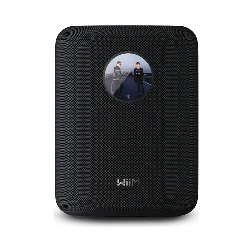 WiiM Sound Aktivlautsprecher in Black (schwarz), Ansicht von vorn mit Touchdisplay