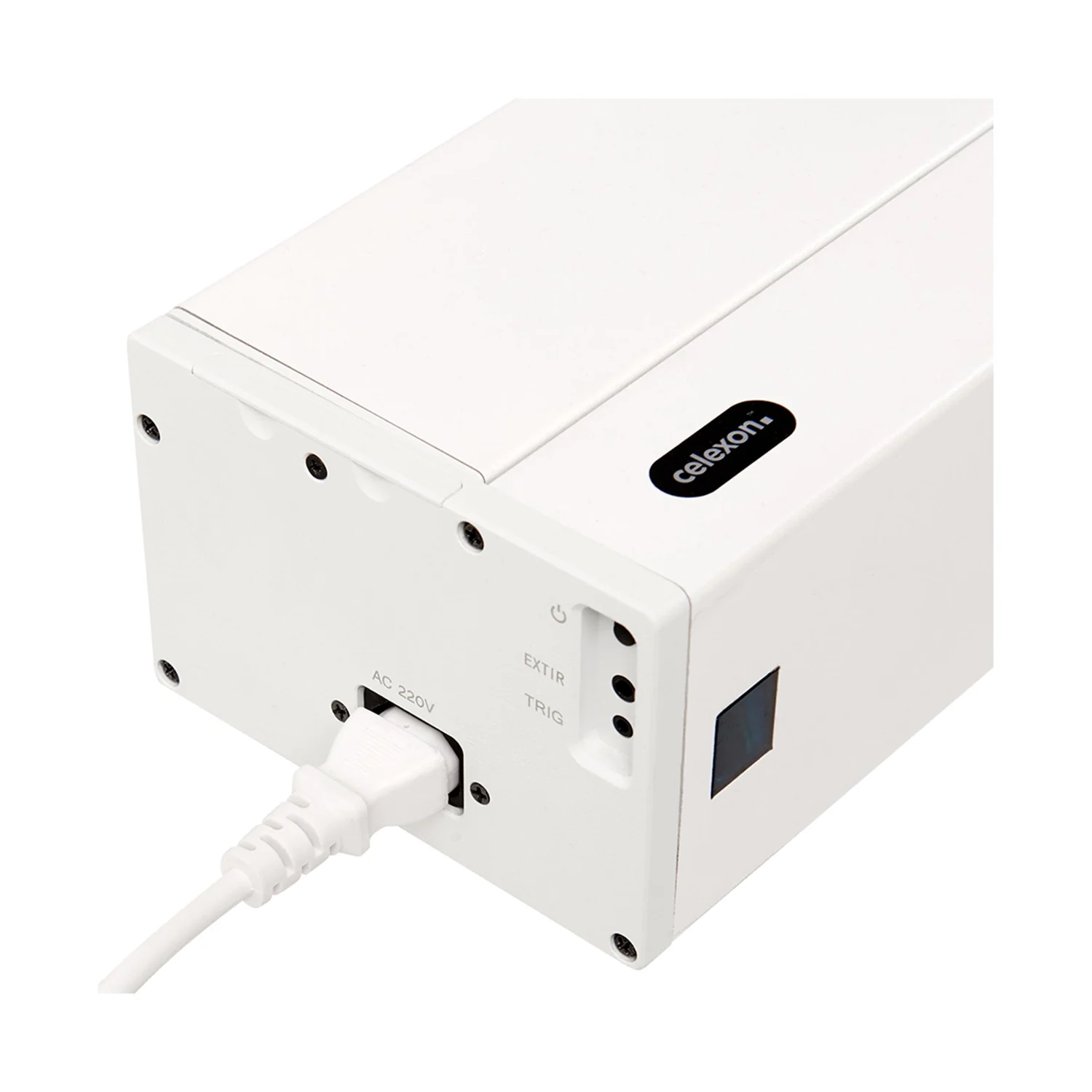 celexon HomeCinema Plus 120 Zoll in Weiss, Steuereinheit und Stromanschluss