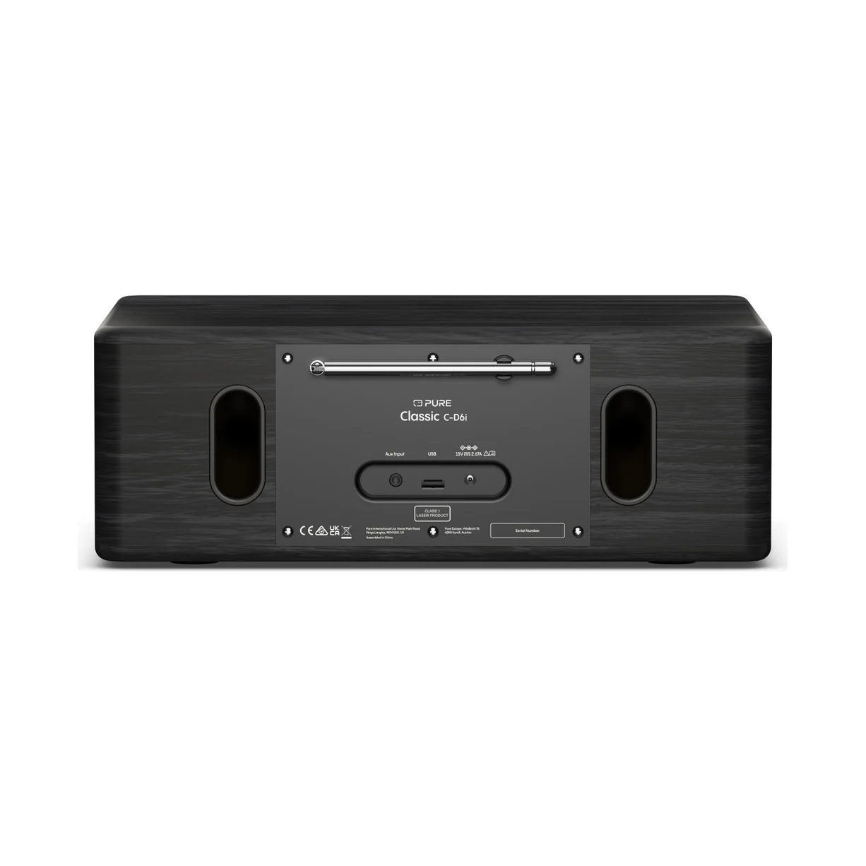 Pure Classic C-D6i in Black Ash, Rückseite mit Anschlüssen