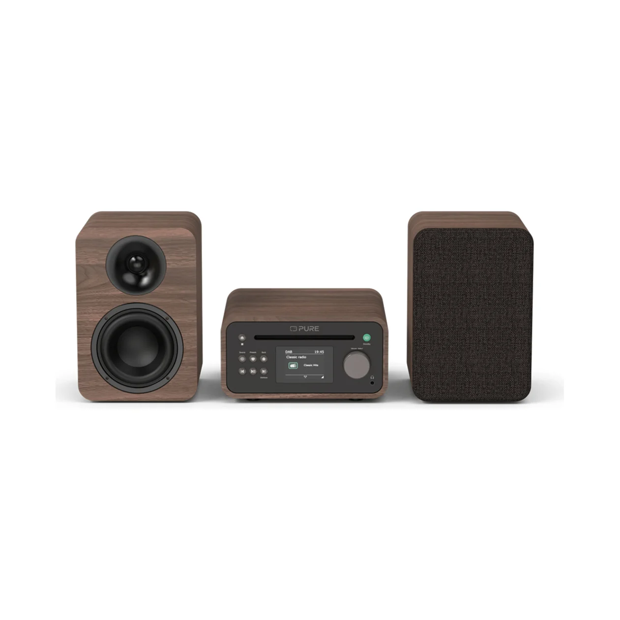 Pure Classic Stereo Mini in Braun/Walnuss mit beiden Lautsprechern