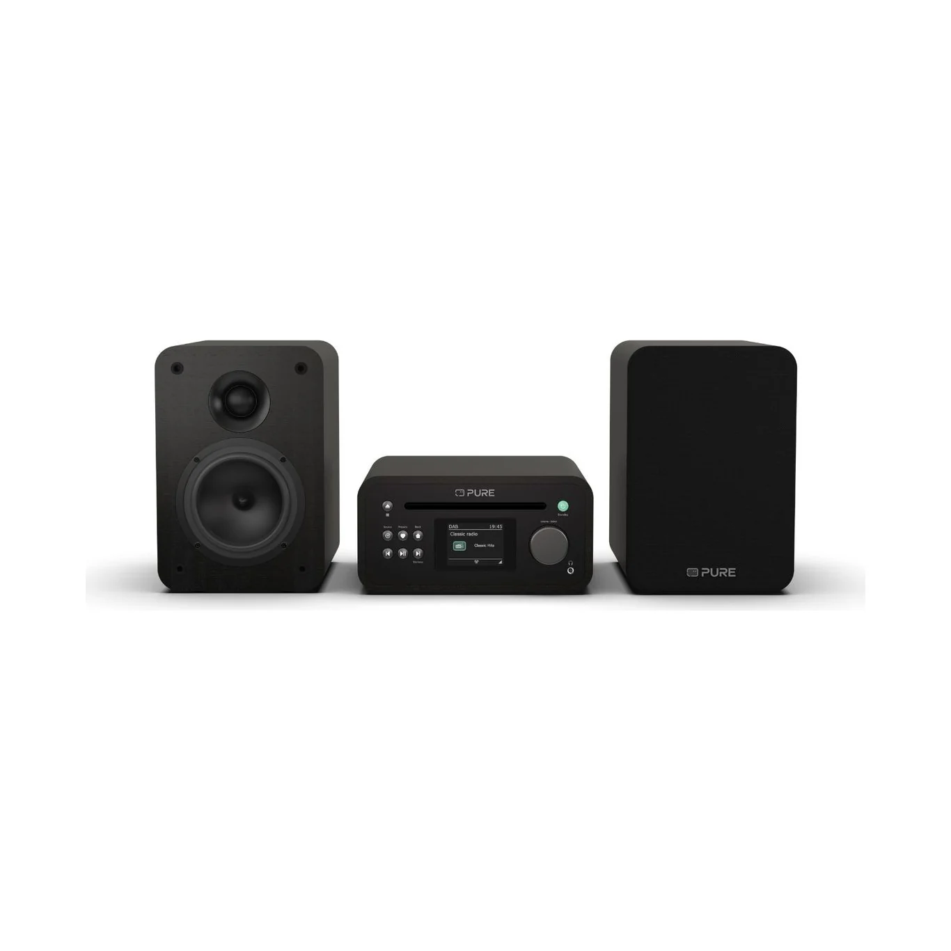 Pure Classic Stereo Mini in Schwarz mit beiden Lautsprechern