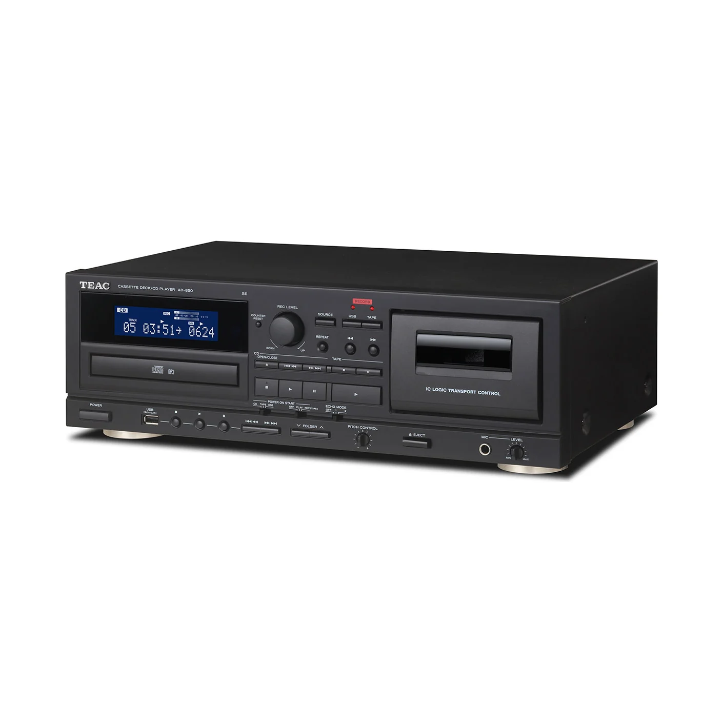 TEAC AD-850-SE in Schwarz, Schrägansicht von vorn