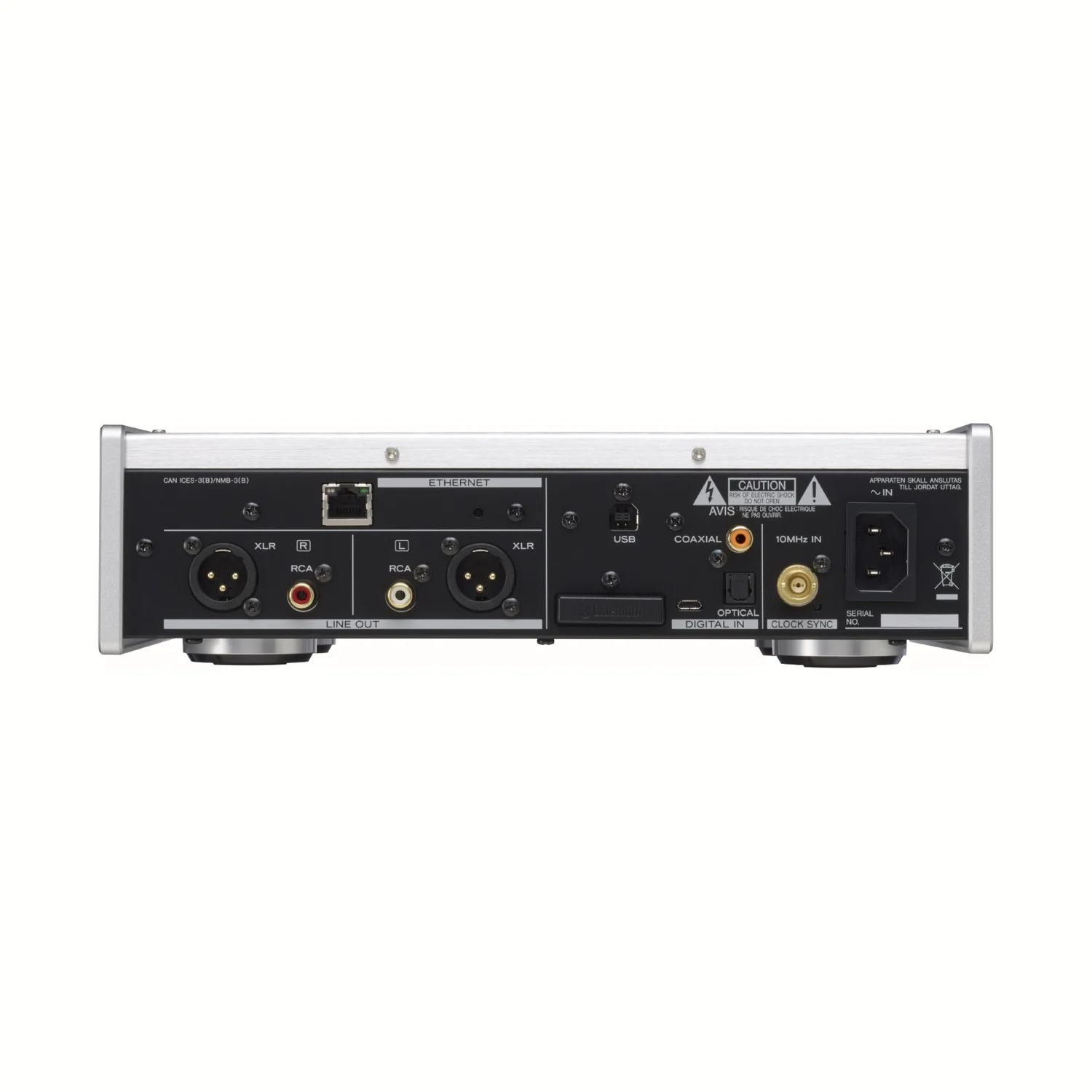 TEAC NT-505 Silber, Rückansicht mit Anschlüssen