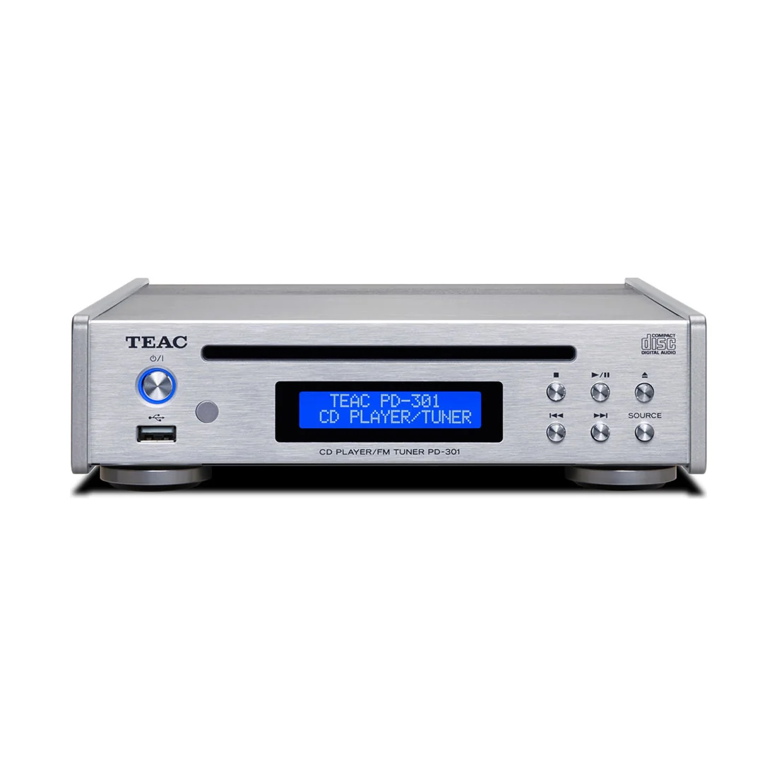 TEAC PD-301DAB-X CD-Player mit DAB+/UKW-Tuner in Silber, Frontansicht