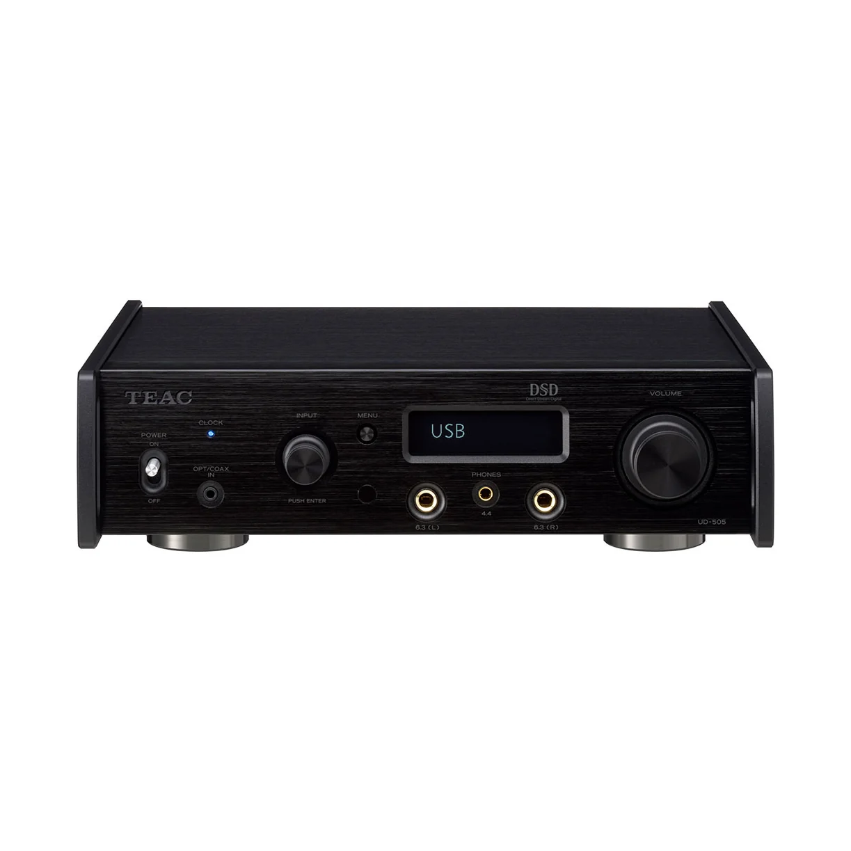 TEAC UD-505-X D/A-Wandler mit Kopfhörerverstärker in Schwarz, Frontansicht
