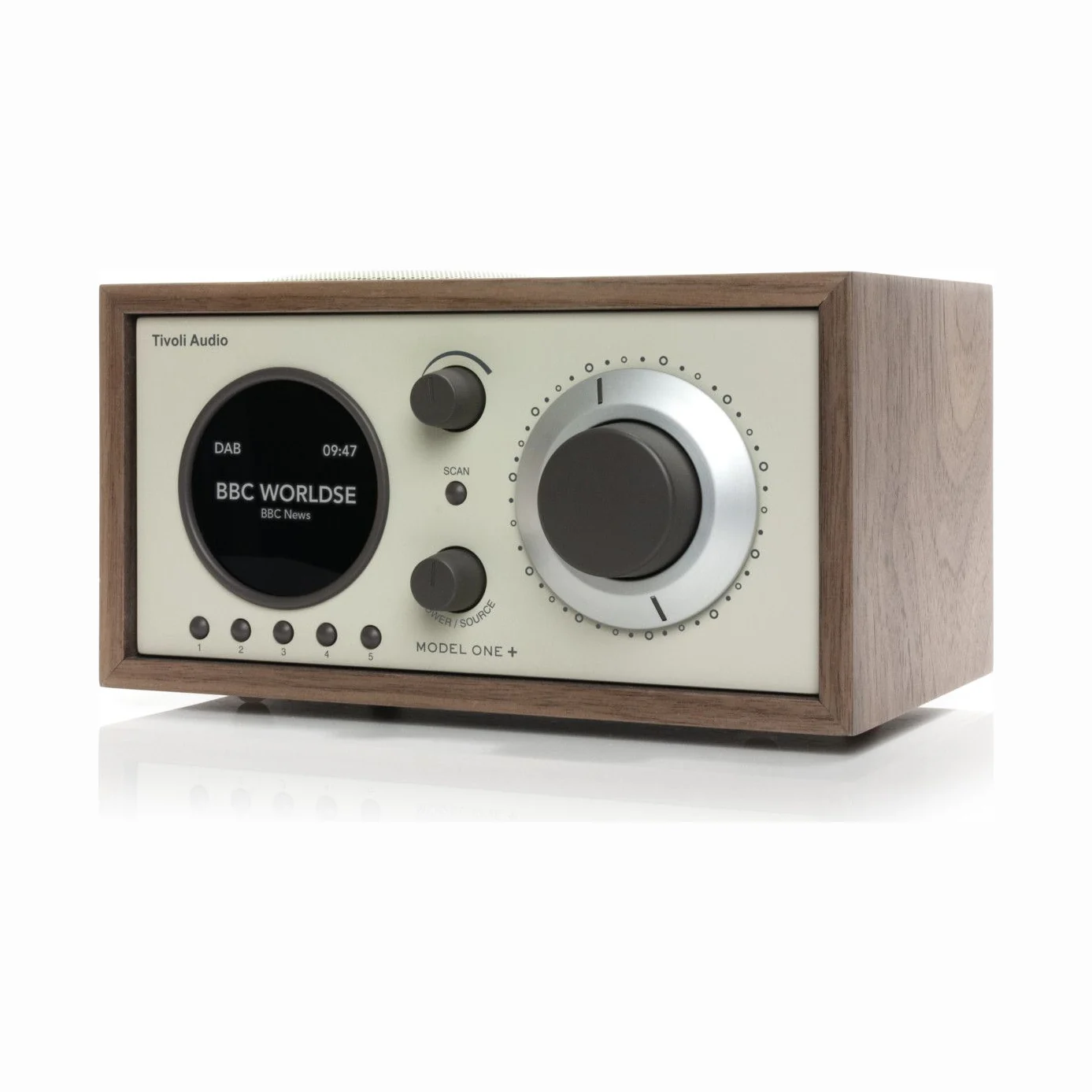 Tivoli Model One+ in Walnuss/Beige, Frontansicht