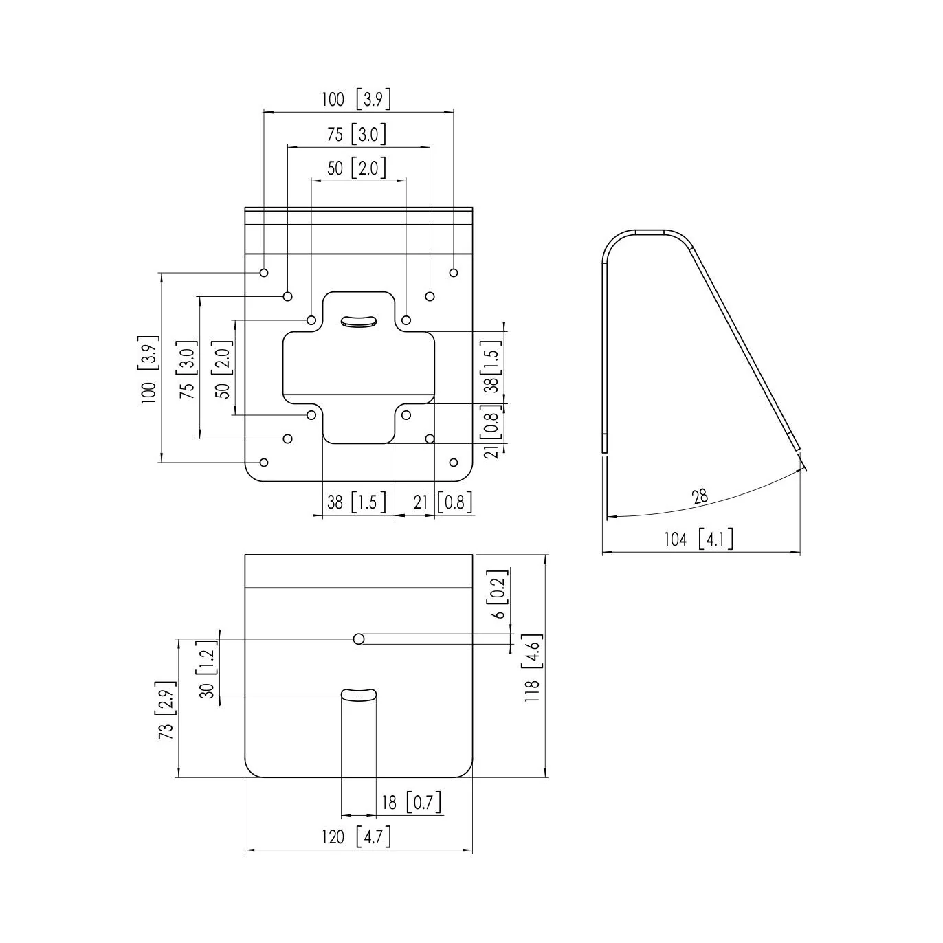 Vogel's PTA 3103 Massskizze mit allen Abmessungen