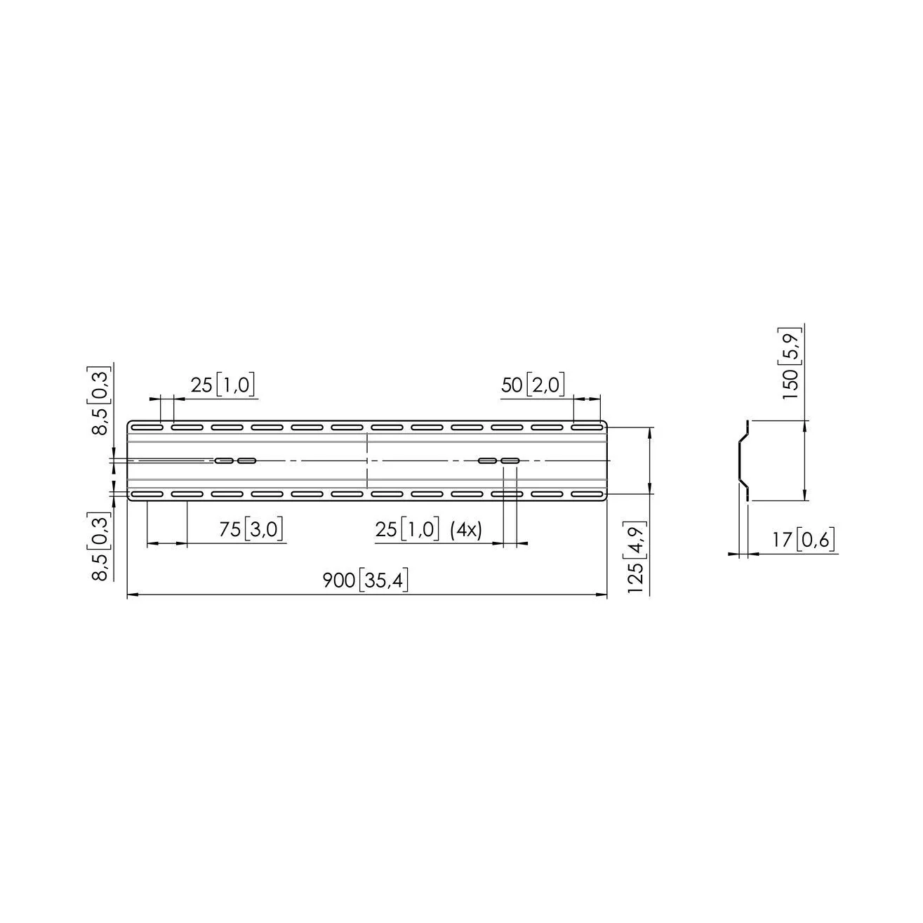 Vogel's RISE A112 Ständerwandadapter für RISE Display-Lifte, Massskizze