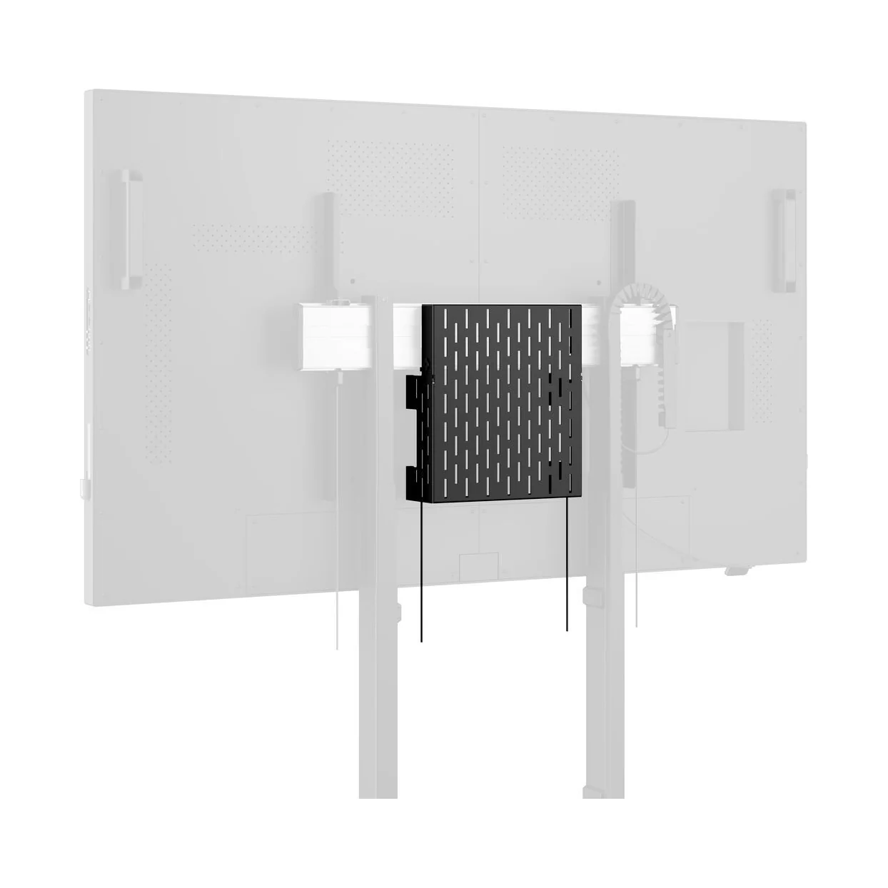 Vogel's RISE A311 Aufbewahrungsbox für RISE Display-Lifte, in der Anwendung am Display