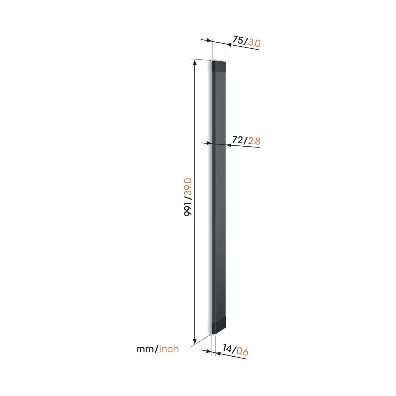 Vogel's TVA 7000 Massskizze mit Länge, Breite und Wandabstand