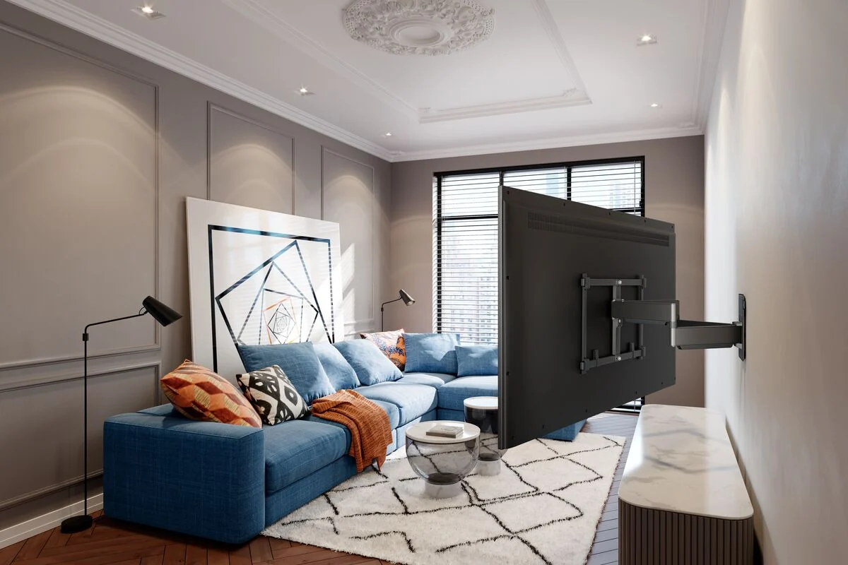 Vogel's TVM 5855 mit Fernseher an der Wohnzimmerwand