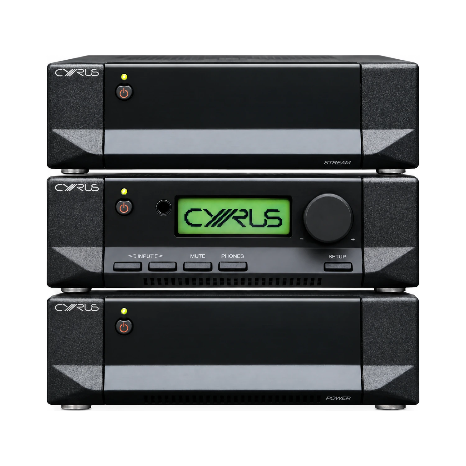 Cyrus SP Classic II: Classic STREAM, Classic PRE und Classic POWER, als Anlage gestapelt