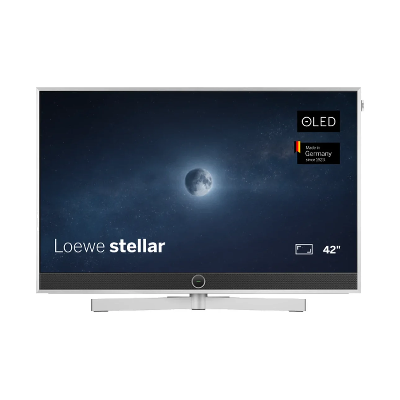 Loewe stellar 42 dr+ (Tizen), Frontansicht, Ausführung Alu + Concrete