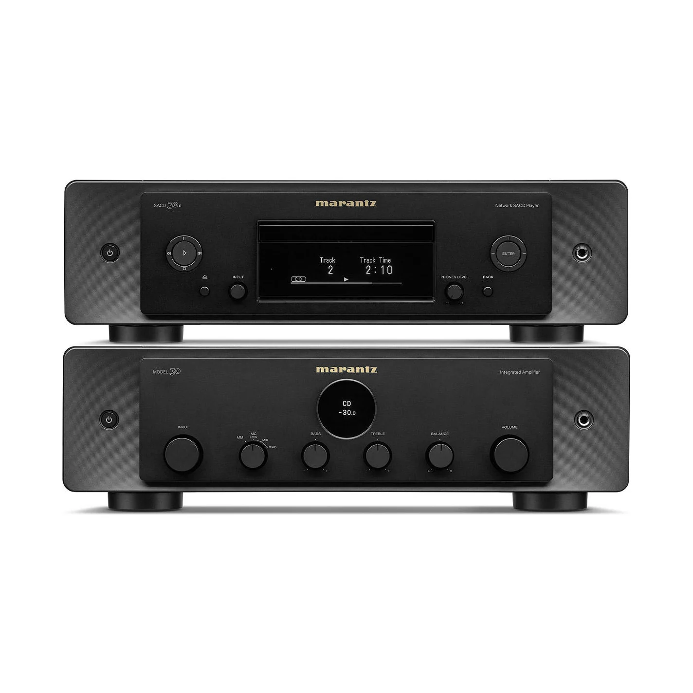 Marantz Set MODEL 30 und SACD 30n in Schwarz, Vollverstärker und SACD-Player übereinander