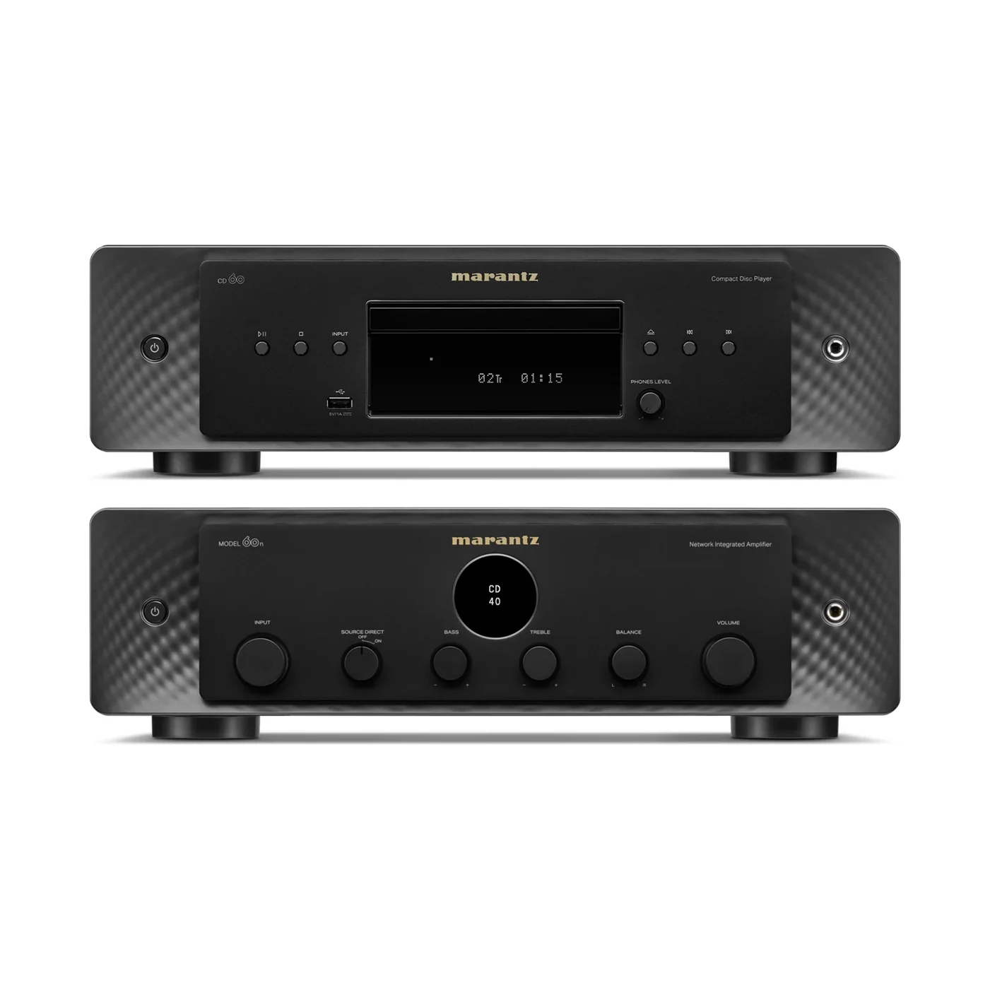 Marantz Set MODEL 60n und CD 60 in Schwarz, Vollverstärker und CD-Player übereinander