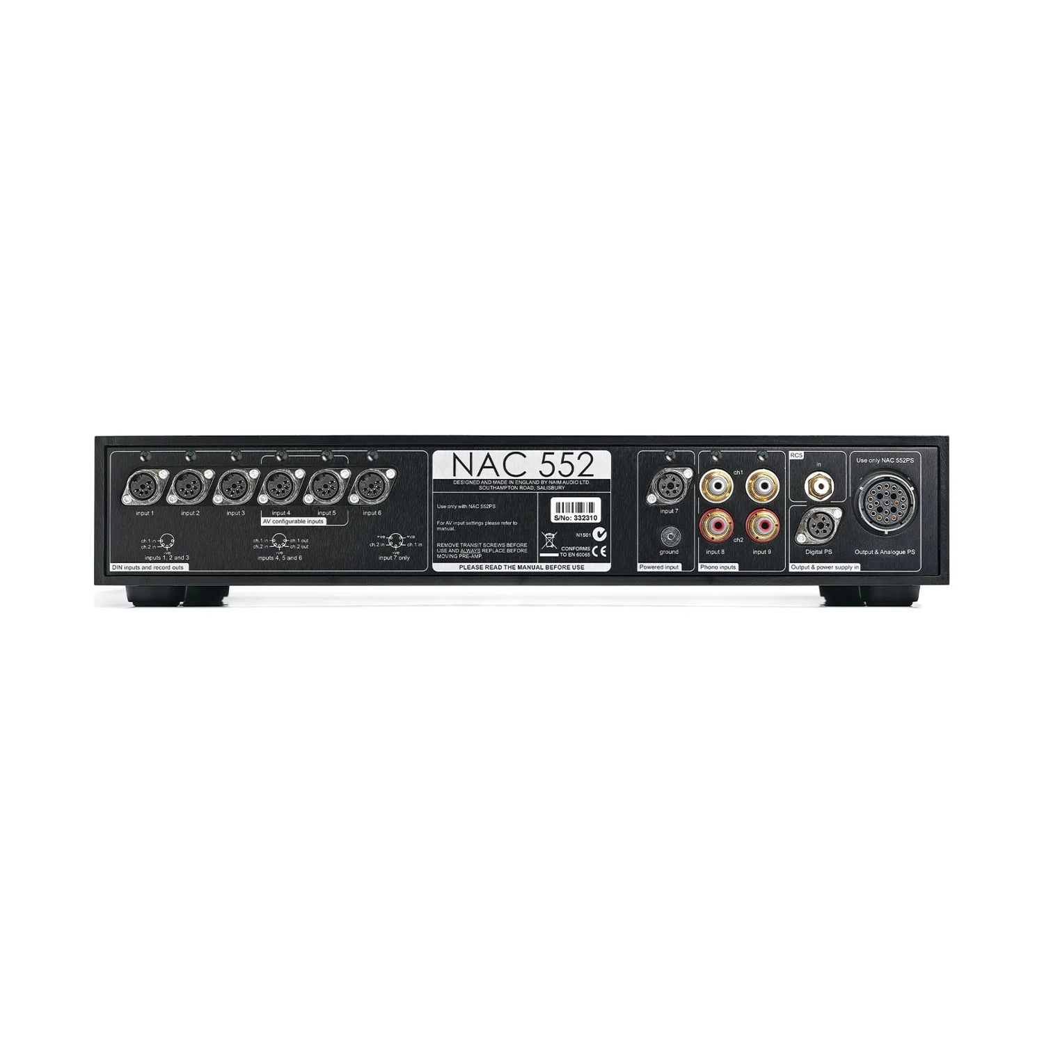 Naim NAC 552 Rückseite mit Anschlüssen
