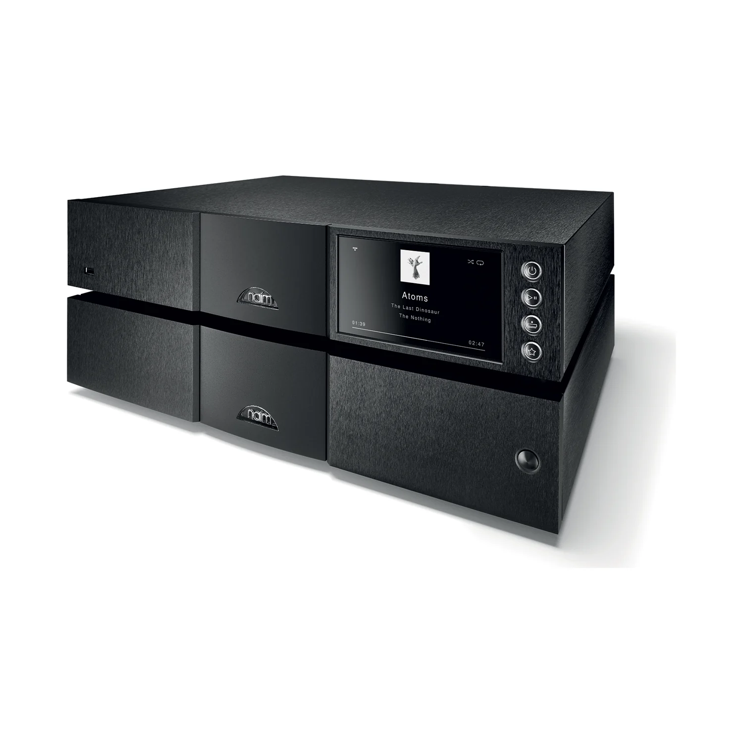 Naim ND 555 mit Netzteil 555 PS DR, beide Gehäuse schräg von vorn
