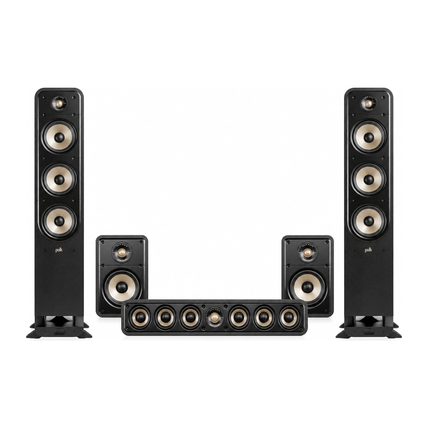 Polk Audio Signature Elite 5.0 Set in Schwarz: zwei ES60 Standlautsprecher, zwei ES15 Kompaktlautsprecher und ein ES35 Center
