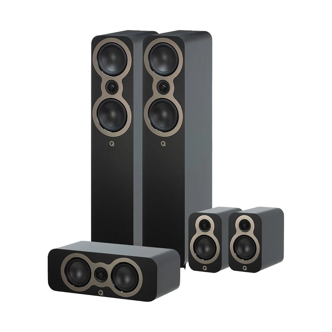 Q Acoustics QA 3050c/3010c/3090c Lautsprecherset 5.0 in Seidenmatt Schwarz