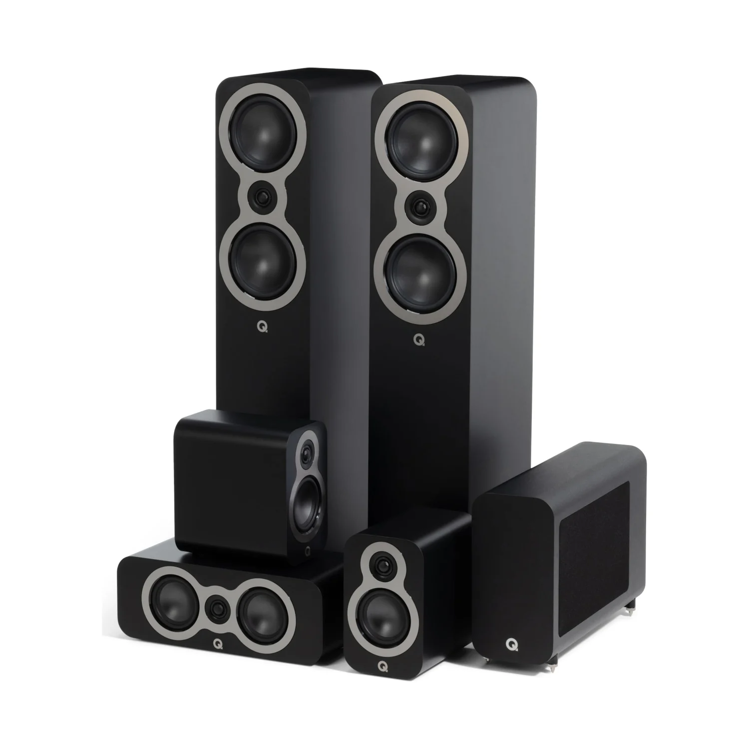 Q Acoustics QA 3050c/3010c/3090c/3060S Lautsprecherset 5.1 in Seidenmatt Schwarz
