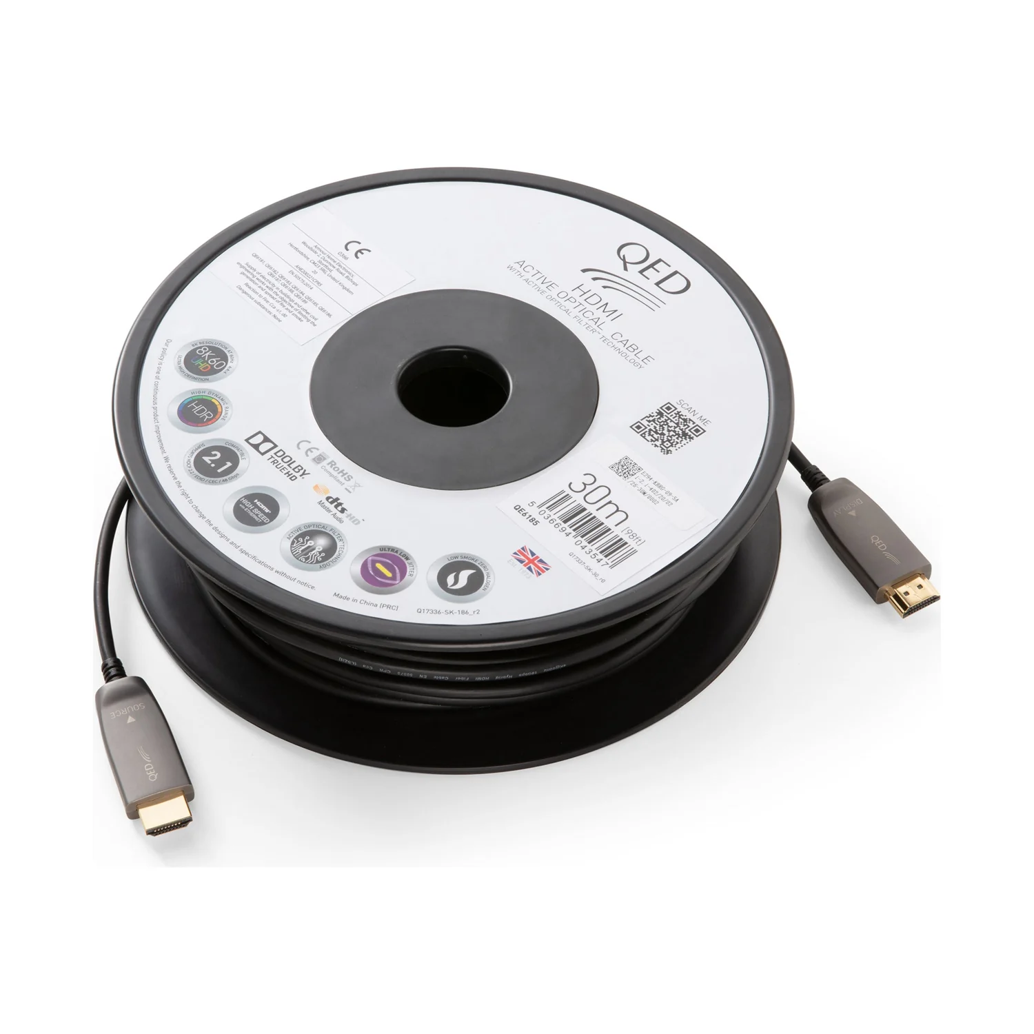 QED HDMI Active Optical Cable auf der Kabeltrommel