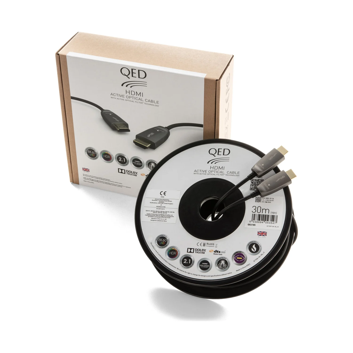 QED HDMI Active Optical Cable mit Verpackung