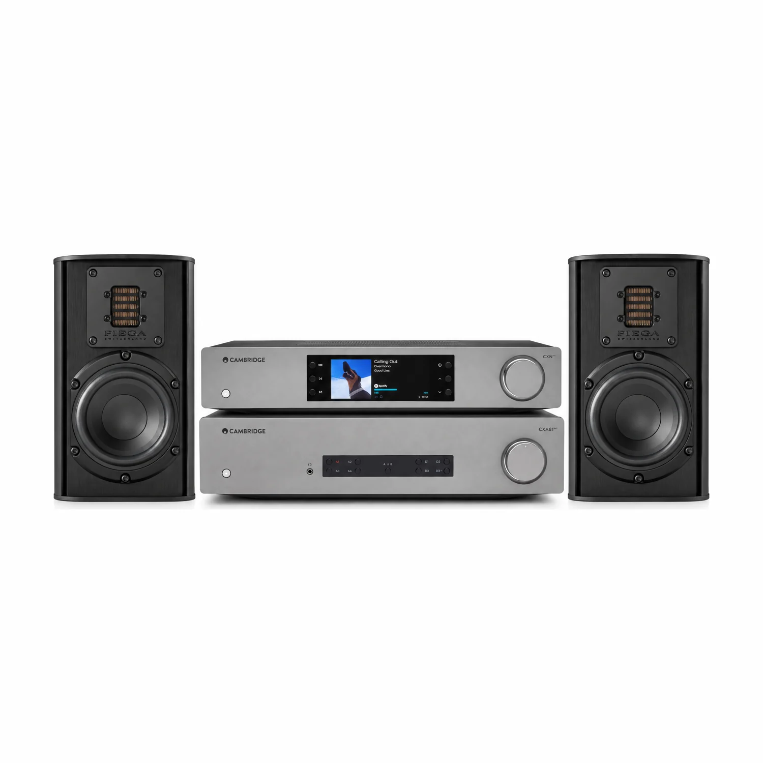 Set aus Cambridge Audio CXA 81 Mk II, CXN 100 und zwei Piega Ace 30