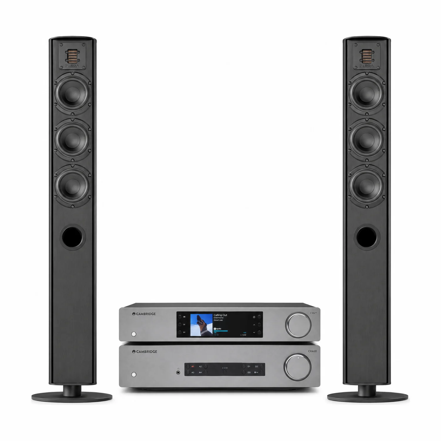Set aus Cambridge Audio CXA 81 Mk II, CXN 100 und zwei Piega Ace 50