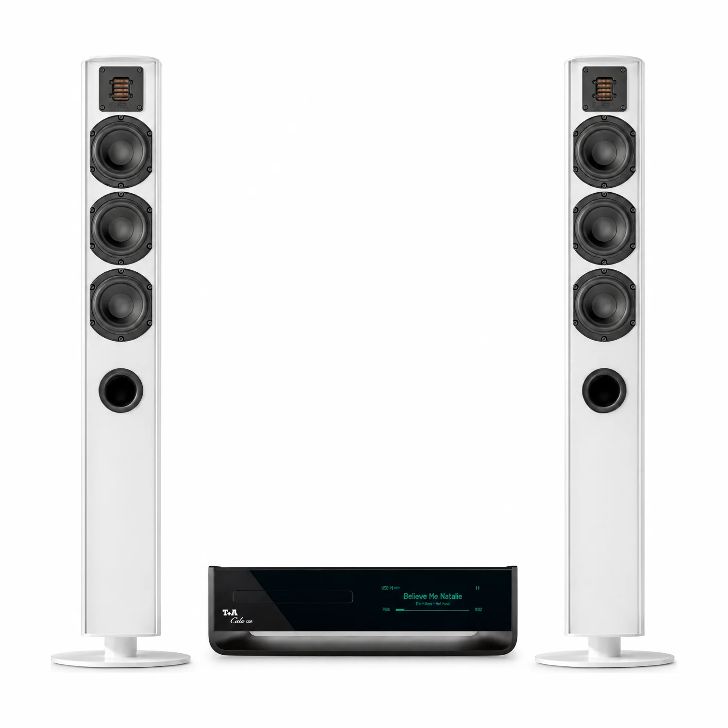 Set aus T+A Cala CDR und zwei Piega Ace 50 in Weiss